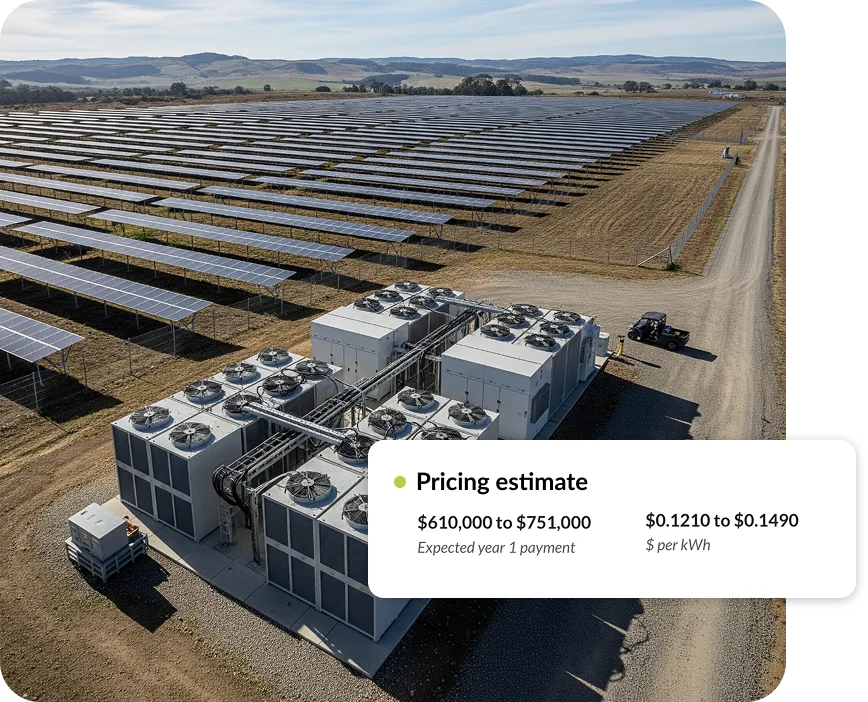Solar farm with battery storage and Conductor pricing estimate